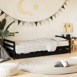 Rama łóżka dziecięcego z szufladami, czarna, 90x190 cm, sosna