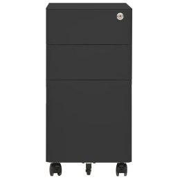 Mobilna szafka kartotekowa, antracytowa, 30x45x59 cm, stalowa