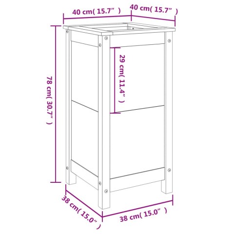 Donica ogrodowa, 40x40x78 cm, lite drewno daglezjowe