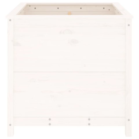 Donica ogrodowa, biała, 82,5x82,5x78 cm, lite drewno sosnowe