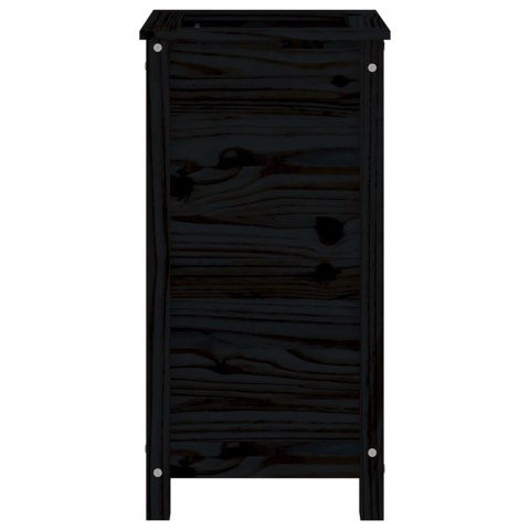 Donica ogrodowa, czarna, 40x40x78 cm, lite drewno sosnowe