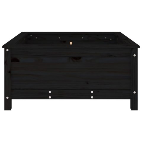 Donica ogrodowa, czarna, 82,5x82,5x39 cm, lite drewno sosnowe