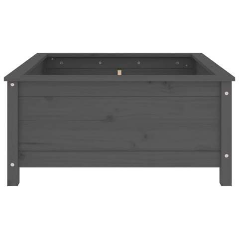 Donica ogrodowa, szara, 82,5x82,5x39 cm, lite drewno sosnowe