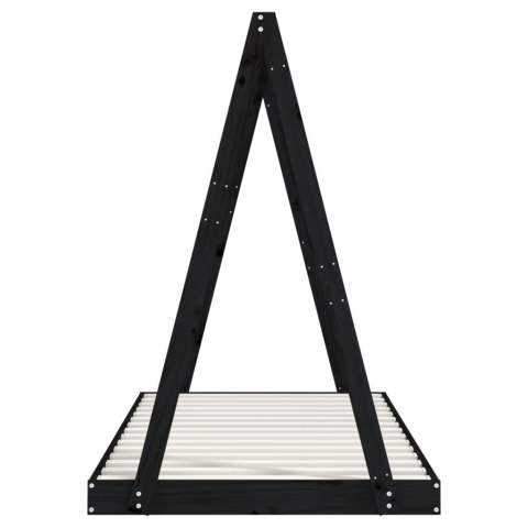 Rama łóżka dziecięcego, czarna, 90x190 cm, drewno sosnowe