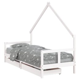VidaXL Rama łóżka dziecięcego z szufladami, biała, 80x200 cm, sosnowa