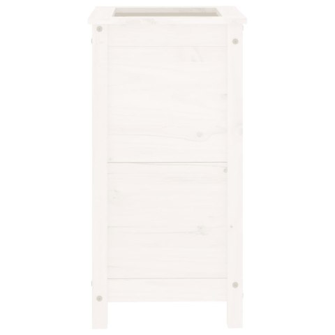 Donica ogrodowa, biała, 40x40x78 cm, lite drewno sosnowe