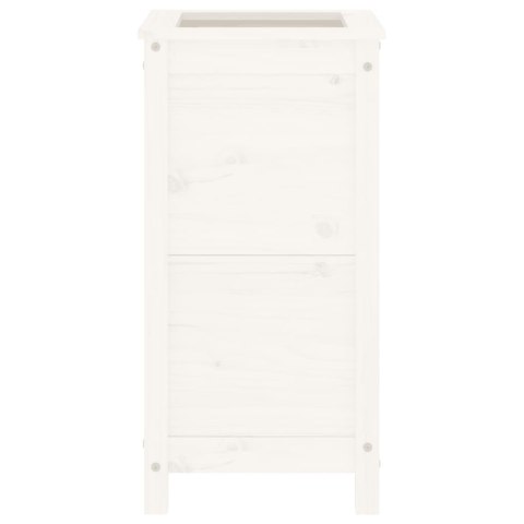 Donica ogrodowa, biała, 40x40x78 cm, lite drewno sosnowe