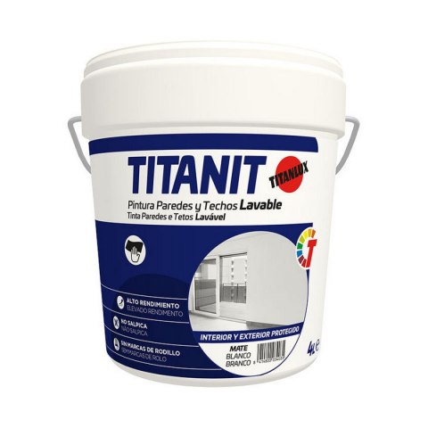 Farba Titanlux Titanit 029190004 Sufit Ściana Zmywalny Biały Matowy 4 L
