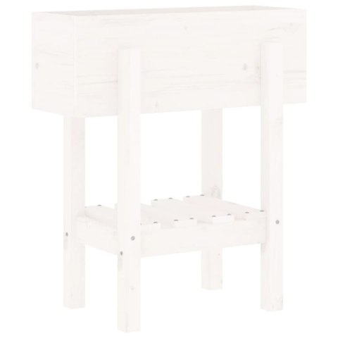 Donica ogrodowa, biała, 62x30x69 cm, lite drewno sosnowe