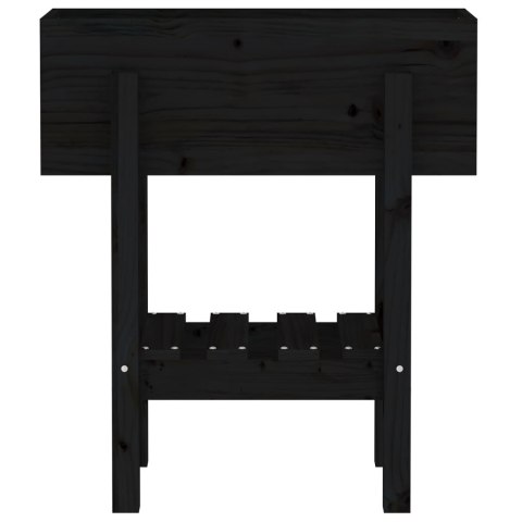 Donica ogrodowa, czarna, 62x30x69 cm, lite drewno sosnowe