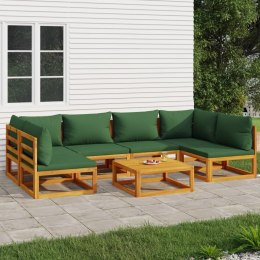 VidaXL 7-cz. zestaw wypoczynkowy do ogrodu, zielone poduszki, drewno