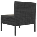 Krzesła ogrodowe z poduszkami, 3 szt., polirattan, czarne