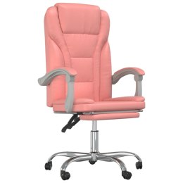 Rozkładany fotel biurowy, różowy, sztuczna skóra