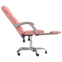 Rozkładany fotel biurowy, różowy, sztuczna skóra