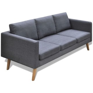 Sofa 3-osobowa, materiałowa, ciemnoszara