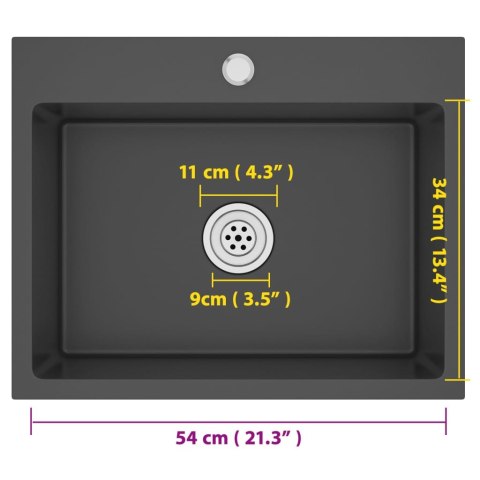 Ręcznie robiony zlew kuchenny, czarny, stal nierdzewna