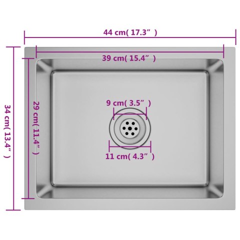 Ręcznie robiony zlew kuchenny, stal nierdzewna