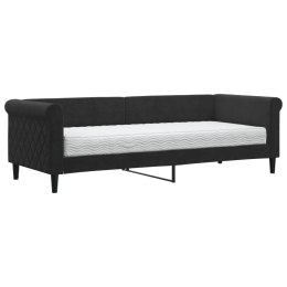 Sofa z materacem do spania, czarna, 80x200 cm, aksamit