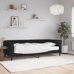 Sofa z materacem do spania, czarna, 90x200 cm, aksamit