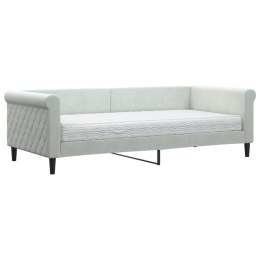 Sofa z materacem do spania, jasnoszara, 90x200 cm, aksamit