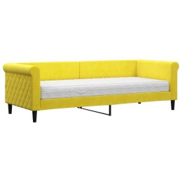 Sofa z materacem do spania, żółta, 80x200 cm, aksamit