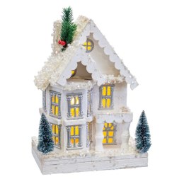 Ozdoby świąteczne Biały Drewno Dom 23 x 14 x 32 cm