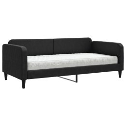 Sofa z materacem do spania, czarna, 90x200 cm, tkanina
