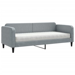 Sofa z materacem do spania, jasnoszara, 80x200 cm, tkanina