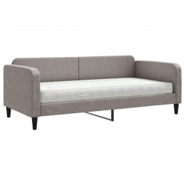 Sofa z materacem do spania, kolor taupe, 90x200 cm, tkanina