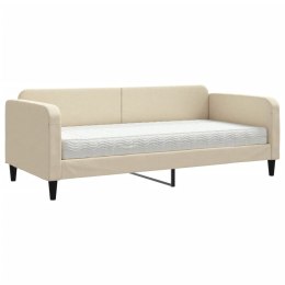 Sofa z materacem do spania, kremowa, 90x200 cm, tkanina