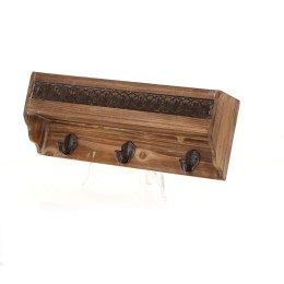 Wieszk drewniany-półka z 3 haczykamni 40x10x17cm
