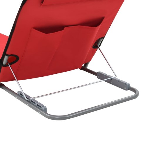 Składane maty plażowe, 2 szt., stal i tkanina, czerwone