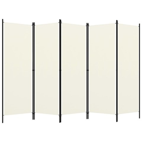Parawan 5-panelowy, kremowy, 250 x 180 cm