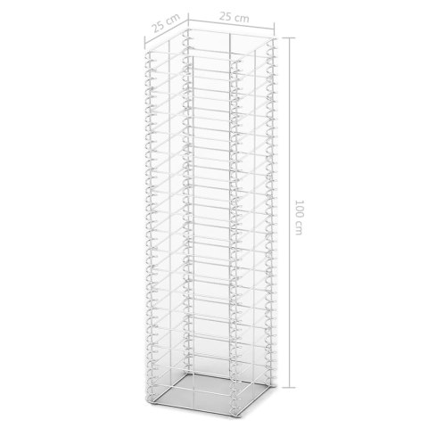 Zestaw 3 koszy gabionowych, drut galwanizowany, 25x25x100 cm