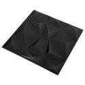 Panele ścienne 3D, 12 szt., 50x50 cm, diamentowa czerń, 3 m²