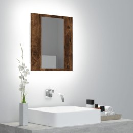 Szafka łazienkowa z lustrem i LED, przydymiony dąb, 40x12x45 cm