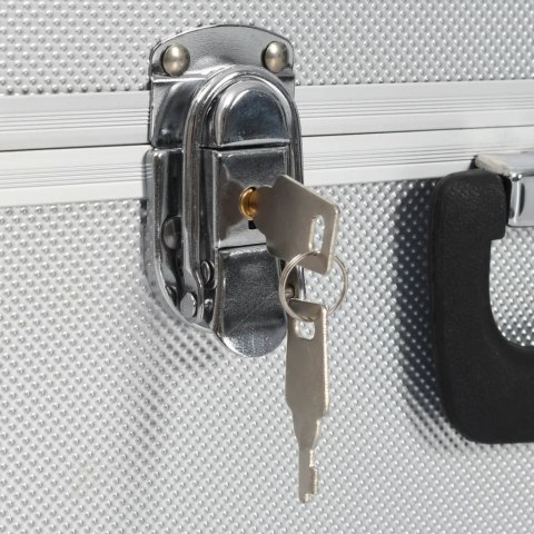 Skrzynka na narzędzia, 38x22,5x34 cm, srebrna, aluminium