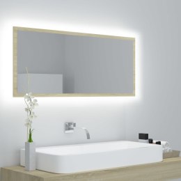 Lustro łazienkowe LED, kolor dąb sonoma, 100x8,5x37 cm, akryl