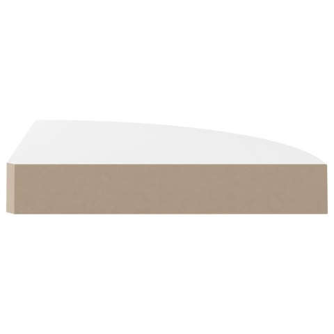 Narożne półki ścienne, 4 szt., połysk, białe, 25x25x3,8 cm, MDF