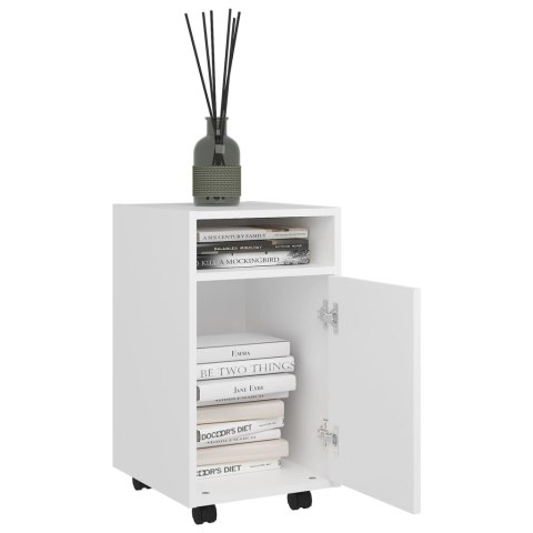 Szafka boczna, kółka, biała 33x38x60 cm materiał drewnopochodny