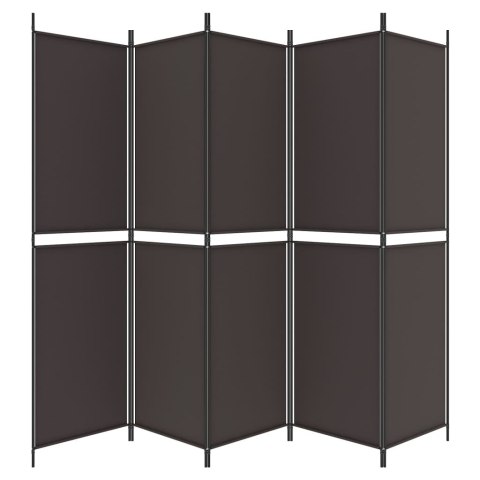 Parawan 5-panelowy, brązowy, 250x200 cm, tkanina