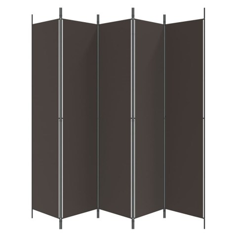 Parawan 5-panelowy, brązowy, 250x220 cm, tkanina