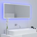 Lustro łazienkowe LED, wysoki połysk białe, 100x8,5x37cm, akryl