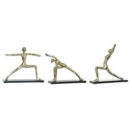 Figurka Dekoracyjna DKD Home Decor 33 x 10 x 35 cm Czarny Złoty Indianin Yoga (3 Sztuk)