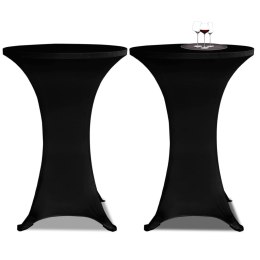 Pokrowce na stół barowy, Ø 80 cm, czarne, elastyczne, 4 szt.
