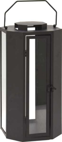 Latarnia szklana metalowa lampion 22x43 cm czarny