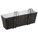 Donice balkonowe, rattan, 50 cm, 2 szt., czarne