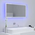 Lustro łazienkowe LED, wysoki połysk, białe, 80x8,5x37cm, akryl