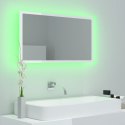 Lustro łazienkowe LED, wysoki połysk, białe, 80x8,5x37cm, akryl