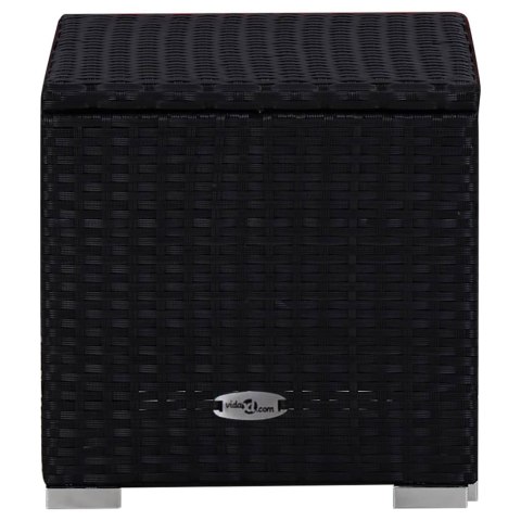 Leżak z poduszką i stolikiem, polirattan, czerwony